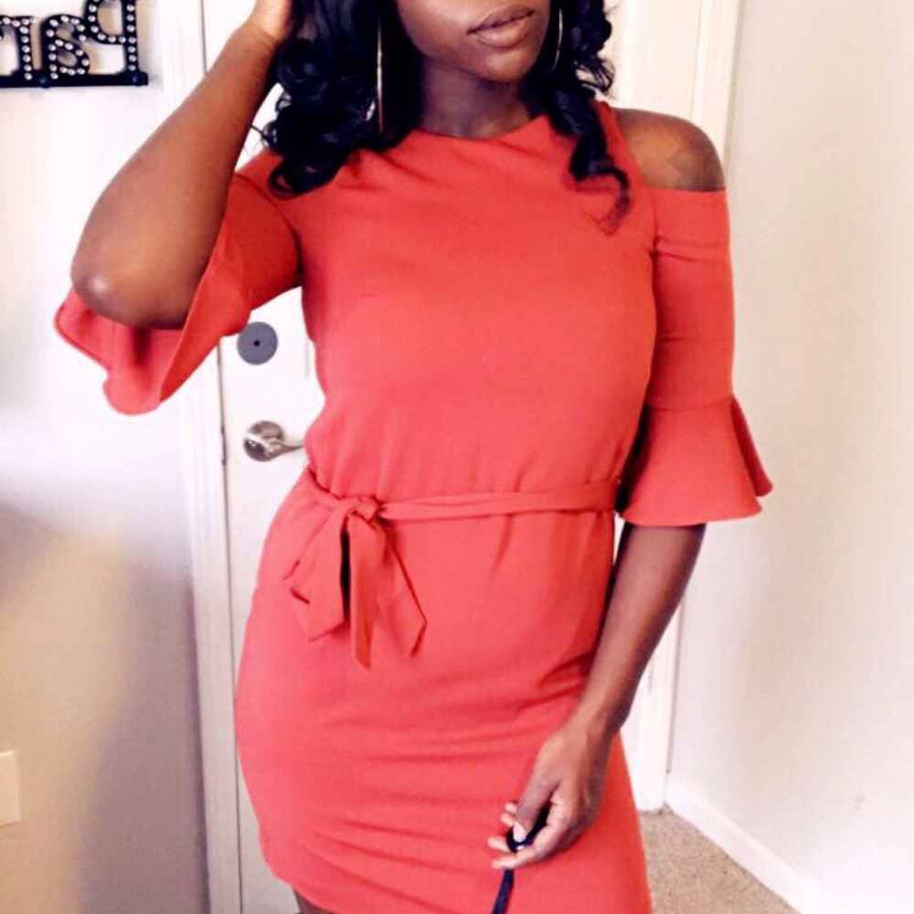 Rust cut out dress